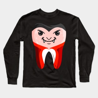 Dentists Tooth In Vampire Costume On Halloween Long Sleeve T-Shirt